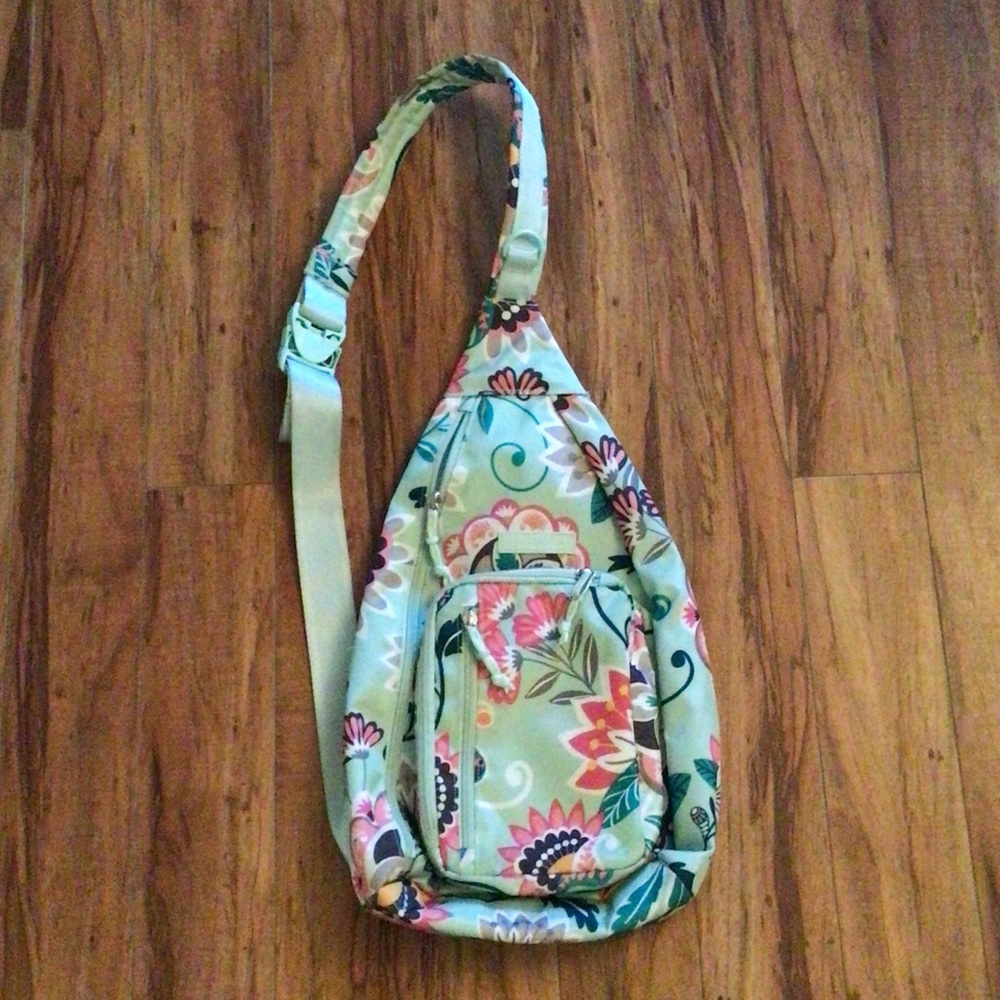 Vera Bradley Mint Floral Sling Backpack